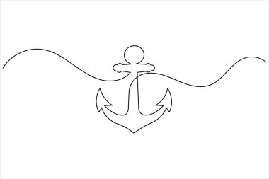 Gemi Anchor simgesi beyaz arkaplan üzerinde sürekli bir çizgi çizim biçimi vektör illüstrasyonu