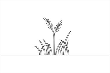 Çiçek elementi minimalist botanik illüstrasyonlu sürekli çayır çimeni