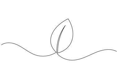 Aralıksız çizgi yaprak vektörü minimum çevre dostu botanik illüstrasyon