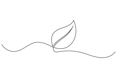 Aralıksız çizgi yaprak vektörü minimum çevre dostu botanik illüstrasyon