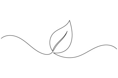 Aralıksız çizgi yaprak vektörü minimum çevre dostu botanik illüstrasyon