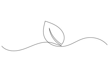 Aralıksız çizgi yaprak vektörü minimum çevre dostu botanik illüstrasyon