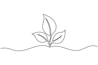 Aralıksız çizgi yaprak vektörü minimum çevre dostu botanik illüstrasyon