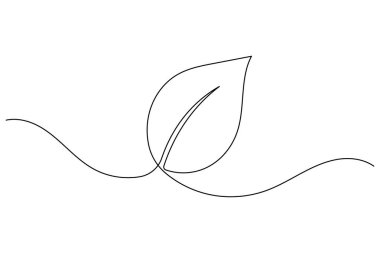 Aralıksız çizgi yaprak vektörü minimum çevre dostu botanik illüstrasyon