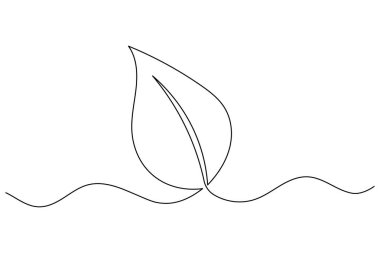 Aralıksız çizgi yaprak vektörü minimum çevre dostu botanik illüstrasyon