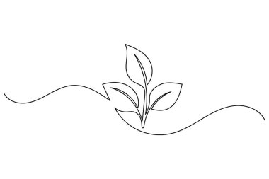 Aralıksız çizgi yaprak vektörü minimum çevre dostu botanik illüstrasyon