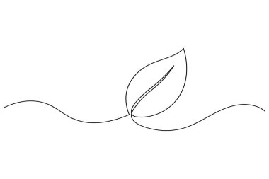 Aralıksız çizgi yaprak vektörü minimum çevre dostu botanik illüstrasyon