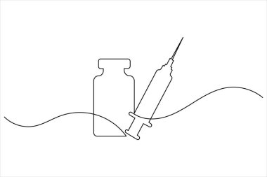 Şırınga ve ilaç şişesi sürekli bir çizgi çizer.