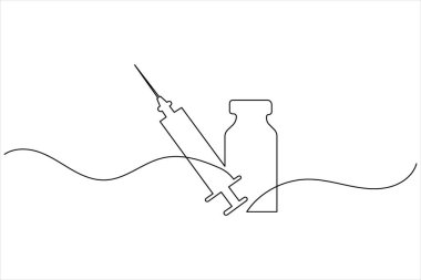 Şırınga ve ilaç şişesi sürekli bir çizgi çizer.