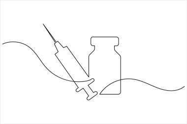 Şırınga ve ilaç şişesi sürekli bir çizgi çizer.