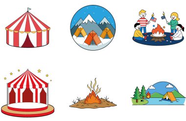 Kamp Paketi. Oyuncu Çocuklar Çadır Duvarı Sanat Koleksiyonu Simgeleri. Al, Image Set 'i oluşturdu. Clipart çizgi film deisgn simgeleri