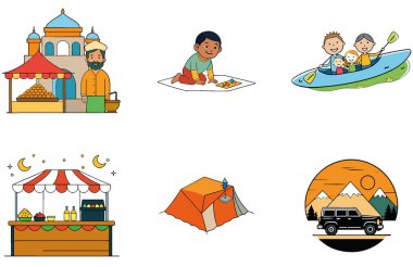 Kamp Paketi. Pine Trees Siluet Toplama Simgeleri. Al, Image Set 'i oluşturdu. Clipart çizgi film deisgn simgeleri