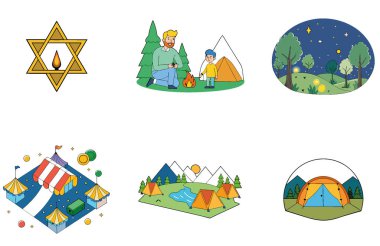 Kamp Paketi. Apocalyptic City Tahribat Simgeleri. Al, Image Set 'i oluşturdu. Clipart çizgi film deisgn simgeleri