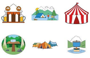 Kamp Paketi. Hiper Gerçekçi Gece Yıldızları Koleksiyon Simgeleri. Al, Image Set 'i oluşturdu. Clipart çizgi film deisgn simgeleri