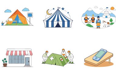 Kamp Paketi. Taşınabilir Su Filtresi Hidrasyon Toplama Simgeleri. Al, Image Set 'i oluşturdu. Clipart çizgi film deisgn simgeleri