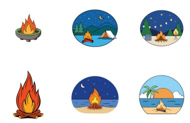 Kamp Paketi. Taşınabilir Gaz Ocağı Pişirme Koleksiyon Simgeleri. Al, Image Set 'i oluşturdu. Clipart çizgi film deisgn simgeleri