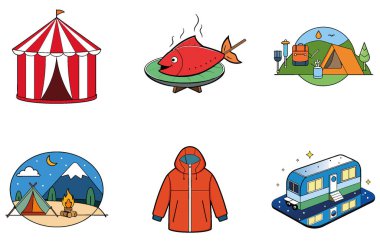 Kamp Paketi. Doktor Teşhis Toplama Simgelerini Açıklıyor. Al, Image Set 'i oluşturdu. Clipart çizgi film deisgn simgeleri