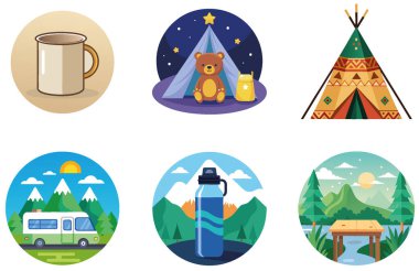 Kamp Paketi. Motosiklet Yanan Alevler Koleksiyonu Çıkartmaları. Al, Image Set 'i oluşturdu. Clipart çizgi film deisgn simgeleri