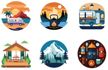 Kamp Paketi. Doktor Teşhis Toplama Çıkartmalarını Açıklıyor. Al, Image Set 'i oluşturdu. Clipart çizgi film deisgn simgeleri