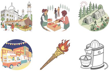 Kamp Paketi. Oyuncu Çocuklar Çadır Duvarı Sanat Koleksiyonları. Al, Image Set 'i oluşturdu. Clipart çizgi film deisgn simgeleri