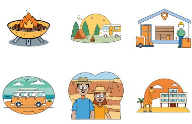 Kamp Paketi. Banff Ulusal Parkı Yıldız Koleksiyon Simgeleri. Al, Image Set 'i oluşturdu. Clipart çizgi film deisgn simgeleri