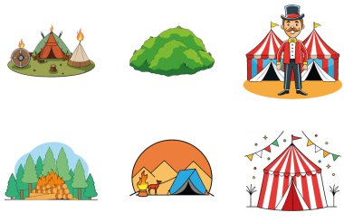 Kamp Gücü. Azim ve Zindelik Toplama Simgeleri Paketi. Al, Image Set 'i oluşturdu. Clipart çizgi film deisgn simgeleri