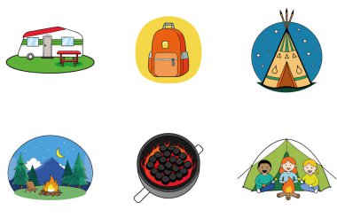 Kaçış Kampı. Sükunet ve Sahne Koleksiyonu Simgeleri Paketi. Al, Image Set 'i oluşturdu. Clipart çizgi film deisgn simgeleri