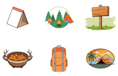 Kamp aracı. Bir Hassasiyet ve Kamu Hizmeti Toplama Simgeleri Paketi. Al, Image Set 'i oluşturdu. Clipart çizgi film deisgn simgeleri