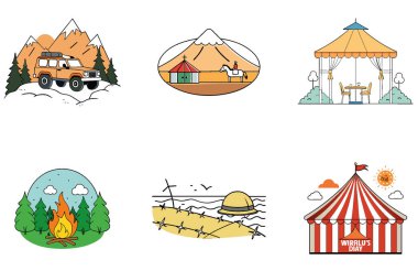 Kamp ziyafeti. Bir demet Lezzet ve Kutlama Simgesi. Al, Image Set 'i oluşturdu. Clipart çizgi film deisgn simgeleri