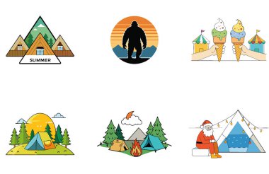 Kaçış Kampı. Bir Serenity and Tropical Collection Icons paketi. Al, Image Set 'i oluşturdu. Clipart çizgi film deisgn simgeleri