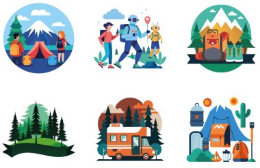 Kamp Paketi. Kuru Dallar Ateş Toplama Çıkartmaları. Al, Image Set 'i oluşturdu. Clipart çizgi film deisgn simgeleri