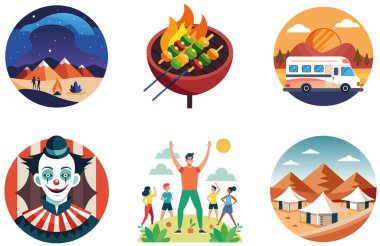 Kamp Paketi. Arapça Çadır Mobilyaları Koleksiyon Etiketleri. Al, Image Set 'i oluşturdu. Clipart çizgi film deisgn simgeleri