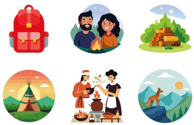 Kamp Paketi. Güneş Gözlüklü Köpek Yolculuk Çıkartması Koleksiyonu. Al, Image Set 'i oluşturdu. Clipart çizgi film deisgn simgeleri