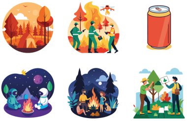 Kamp Macerası. Bir deste Majestic ve Scenic Collection Stickers. Al, Image Set 'i oluşturdu. Clipart çizgi film deisgn simgeleri