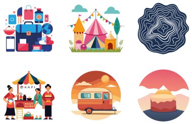 Kamp Gücü. Azim ve Zindelik Koleksiyonu Çıkartması. Al, Image Set 'i oluşturdu. Clipart çizgi film deisgn simgeleri