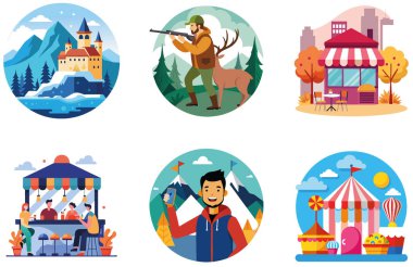 Kamp aktivizmi. Cesaret ve Sürdürülebilirlik Koleksiyonu. Al, Image Set 'i oluşturdu. Clipart çizgi film deisgn simgeleri