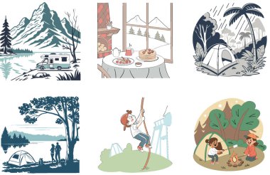 Kamp Paketi. Rugged Hiking Boots Patikası Toplama Çizmeleri. Al, Image Set 'i oluşturdu. Clipart çizgi film deisgn simgeleri