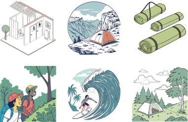 Kamp Paketi. Mavi Çadır Ormanı Kamp Resimleri. Al, Image Set 'i oluşturdu. Clipart çizgi film deisgn simgeleri