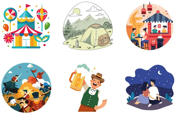 Kamp ziyafeti. Bir paket Smoky and Flavorful Collection Stickers. Al, Image Set 'i oluşturdu. Clipart çizgi film deisgn simgeleri