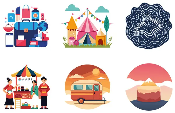 Kamp Gücü. Azim ve Zindelik Koleksiyonu Çıkartması. Al, Image Set 'i oluşturdu. Clipart çizgi film deisgn simgeleri