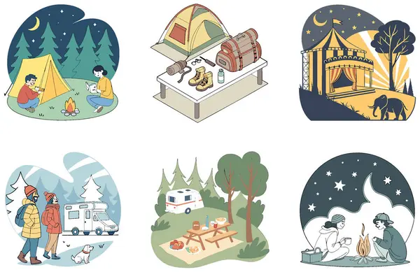 Kamp Paketi. Askeri Taktik Sırt Çantası Koleksiyonları. Al, Image Set 'i oluşturdu. Clipart çizgi film deisgn simgeleri