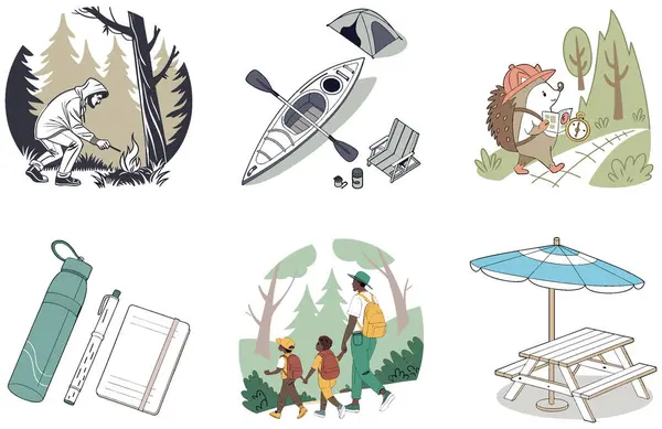 Kamp Paketi. Açık havada Yaz Festivali Kutlama Resimleri. Al, Image Set 'i oluşturdu. Clipart çizgi film deisgn simgeleri