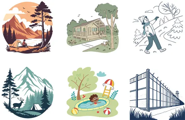 Kamp Paketi. Sert Katlanan Bıçak Koleksiyonu Çizimleri. Al, Image Set 'i oluşturdu. Clipart çizgi film deisgn simgeleri