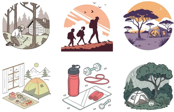 Kamp Paketi. Arapça Çadır Mobilya Koleksiyonu. Al, Image Set 'i oluşturdu. Clipart çizgi film deisgn simgeleri