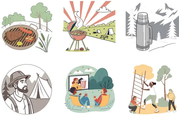 Kamp Paketi. Fantezi Ejder Ateşi Koleksiyonu. Al, Image Set 'i oluşturdu. Clipart çizgi film deisgn simgeleri