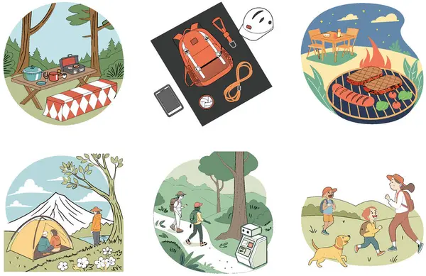 Kamp toplantısı. Kültürel ve Kutsal Koleksiyonlar Paketi. Al, Image Set 'i oluşturdu. Clipart çizgi film deisgn simgeleri