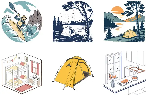 Kamp ziyafeti. Bir paket Smoky and Flavorful Collection Illustrations. Al, Image Set 'i oluşturdu. Clipart çizgi film deisgn simgeleri