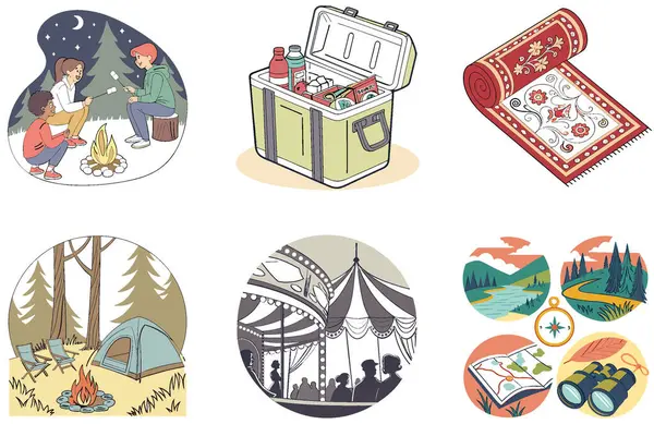 Kamp Gücü. Azim ve Zindelik Koleksiyonları Paketi. Al, Image Set 'i oluşturdu. Clipart çizgi film deisgn simgeleri