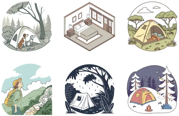 Kamp Mirası. Kabile ve Sahne Koleksiyonları Paketi. Al, Image Set 'i oluşturdu. Clipart çizgi film deisgn simgeleri