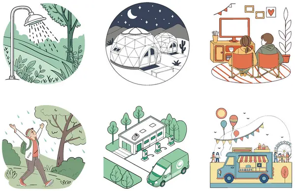 Kamp ziyafeti. Bir demet Sizzling ve Savory Koleksiyonu. Al, Image Set 'i oluşturdu. Clipart çizgi film deisgn simgeleri